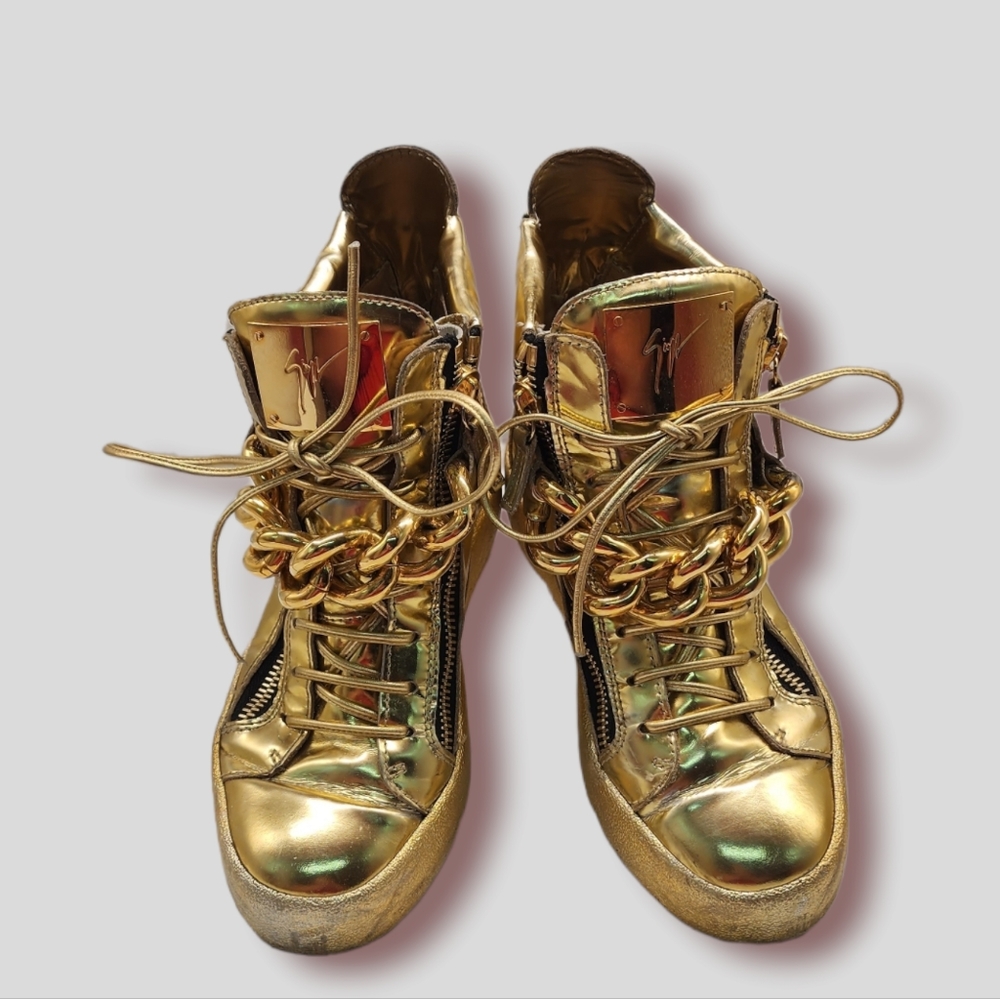 Giuseppe Zanotti Men's Metallic Chain & Zipper High-Top Sneaker